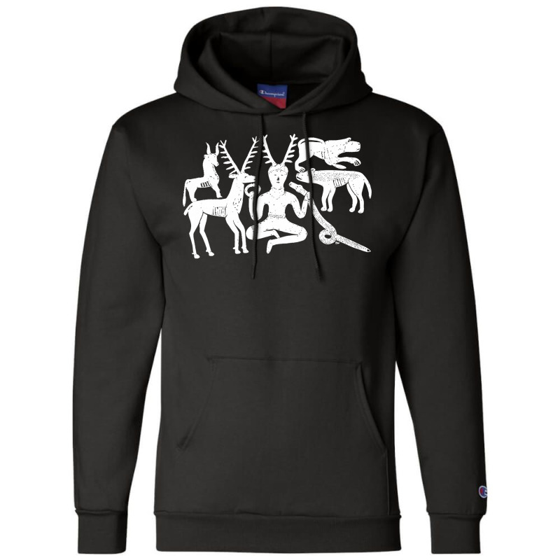 God Cernunnos And Animals From The Gundestrup Cauldron  Fitted Champion Hoodie by saterseim | Artistshot