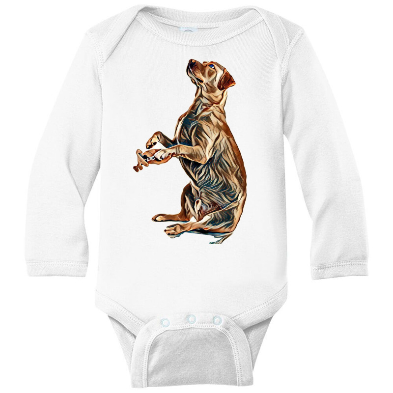 Cute Labrador Retriever Dog Giving Paw To Owner On White Background Long Sleeve Baby Bodysuit by Kemnabi | Artistshot