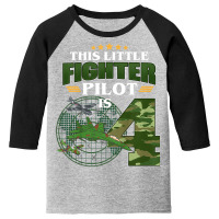 Kids 4th Birthday This Fighter Pilot Is 4 Soldier Camo Style Boys T Sh Youth 3/4 Sleeve | Artistshot