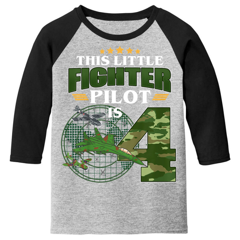 Kids 4th Birthday This Fighter Pilot Is 4 Soldier Camo Style Boys T Sh Youth 3/4 Sleeve | Artistshot