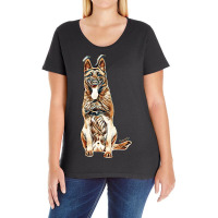 Belgian Shepherd Dog Malinois In Standing On A White Background Ladies Curvy T-shirt | Artistshot