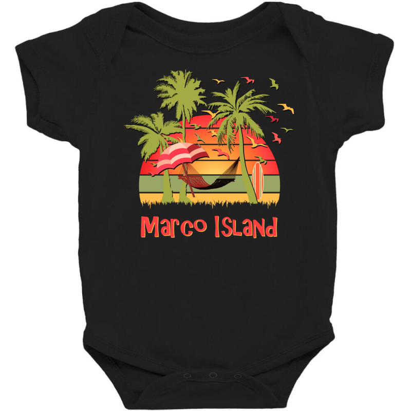 Marco Island 80s Summer Beach Palm Trees Sunset Sweatshirt Baby Bodysuit by cm-arts | Artistshot