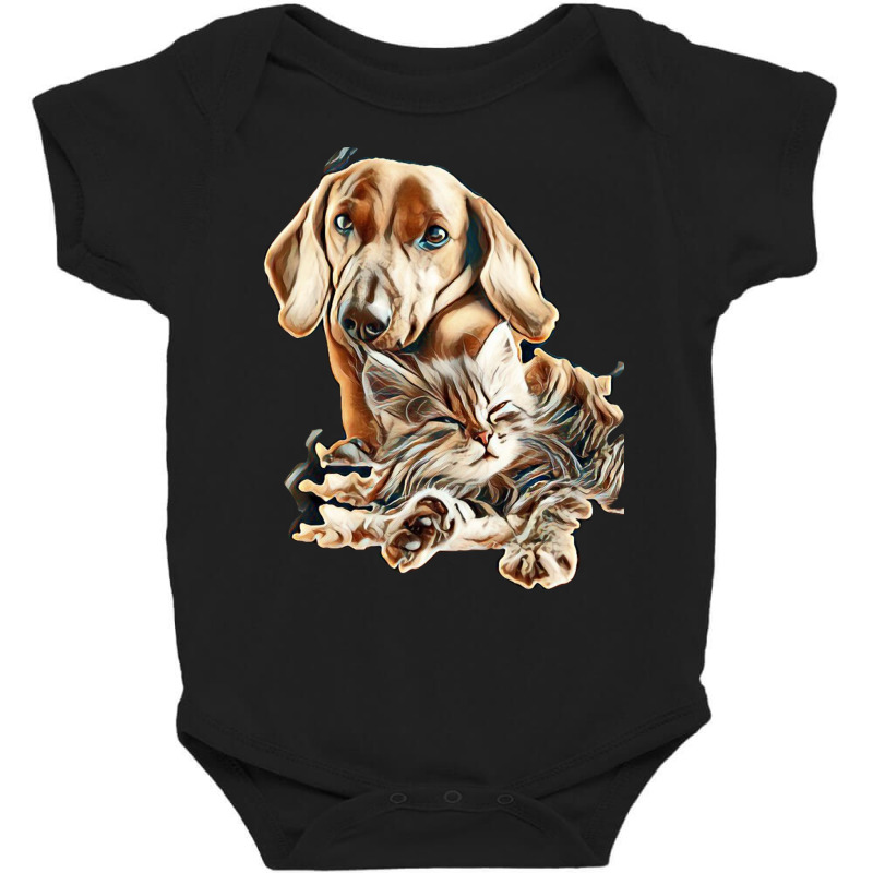 Cat And Dog Baby Bodysuit by Kemnabi | Artistshot