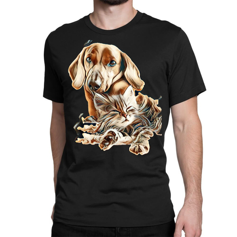 Cat And Dog Classic T-shirt by Kemnabi | Artistshot