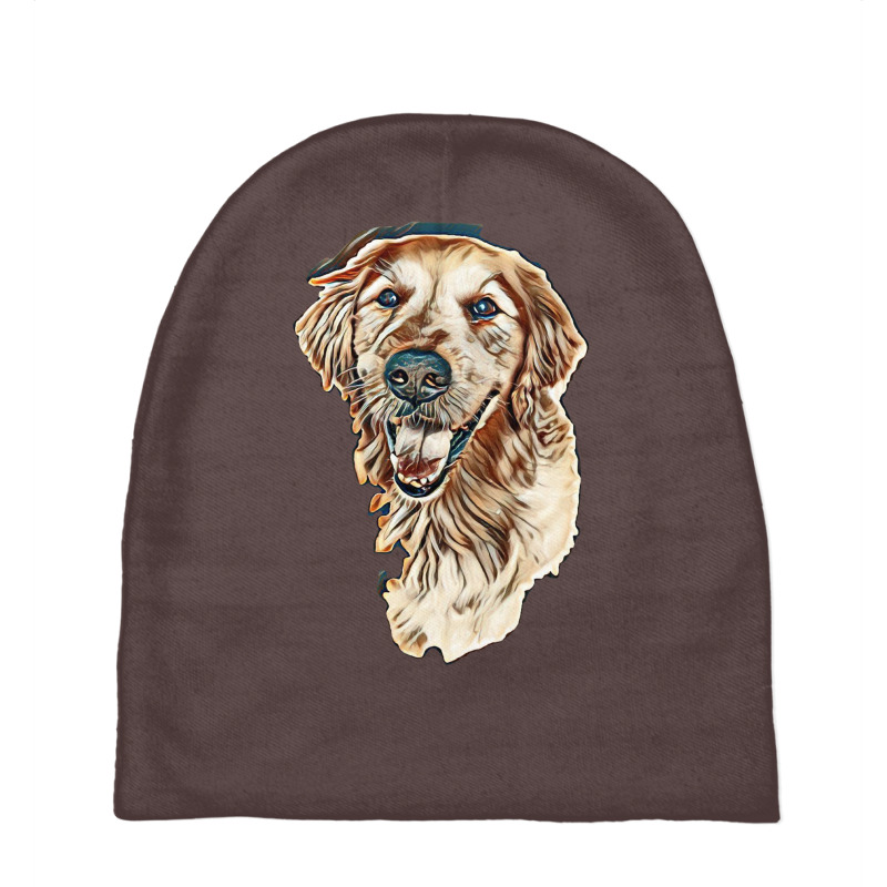 Smiling Dog On White. A Old Golden Retriever Portrait On Isolated Back Baby Beanies by Kemnabi | Artistshot