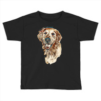 Smiling Dog On White. A Old Golden Retriever Portrait On Isolated Back Toddler T-shirt | Artistshot