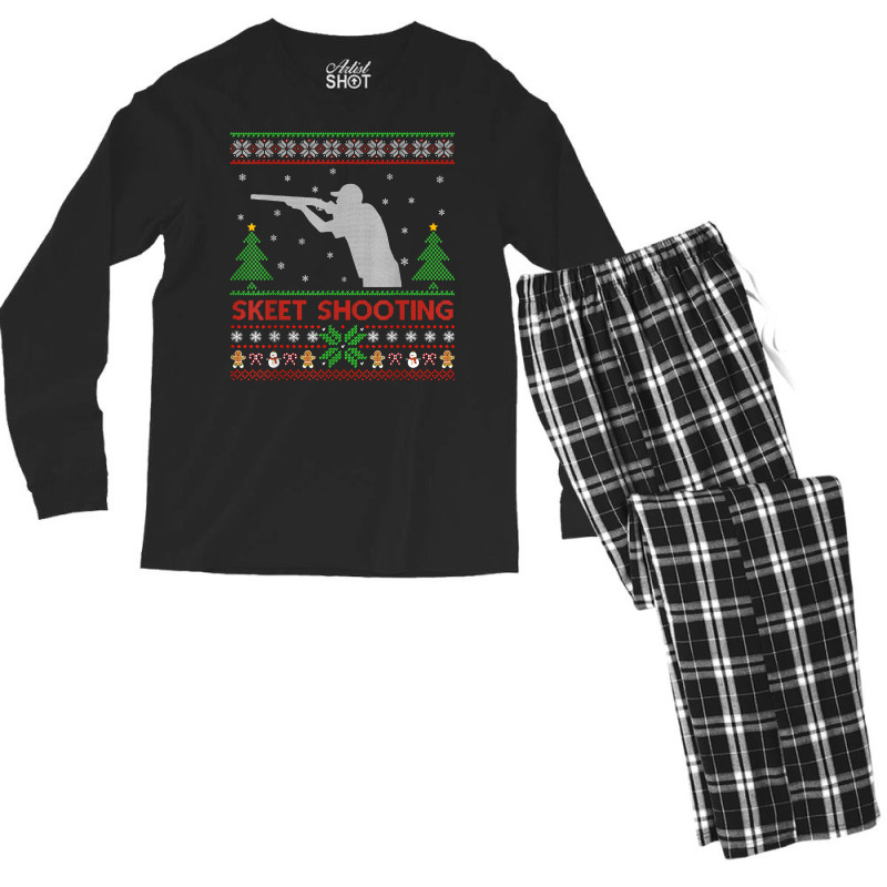 Skeet Shooting Sports Lover Ugly Skeet Shooting Christmas T Shirt Men's Long Sleeve Pajama Set | Artistshot