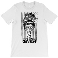 Messy Bun Skull Zero Fuck Given Halloween Usa Flag T Shirt T-shirt | Artistshot