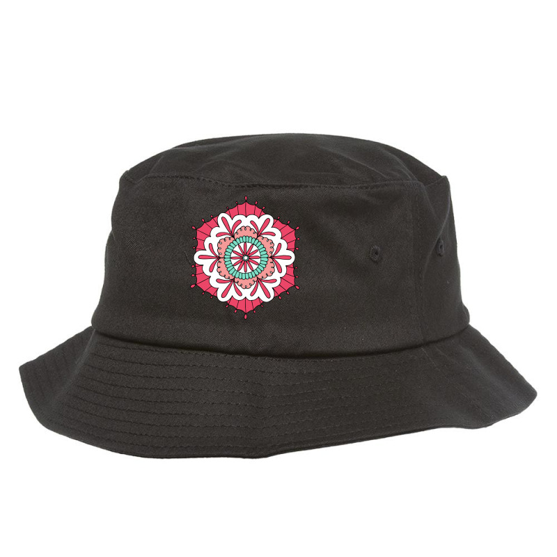 Pink Fin Mandala Circle  Spiritual Yoga Sweatshirt Bucket Hat | Artistshot