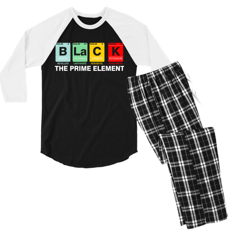 Black The Prime Element Black History Month Periodic Table Men's 3/4 Sleeve Pajama Set by CUSER3772 | Artistshot