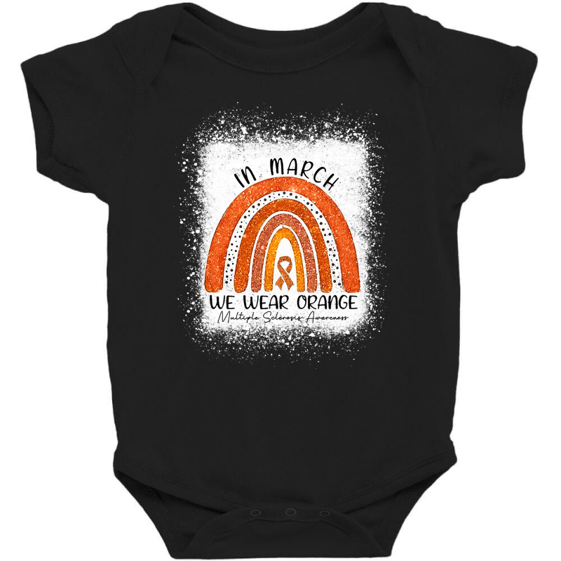 In March We Wear Orange Rainbow Multiple Sclerosis Awareness Baby Bodysuit | Artistshot