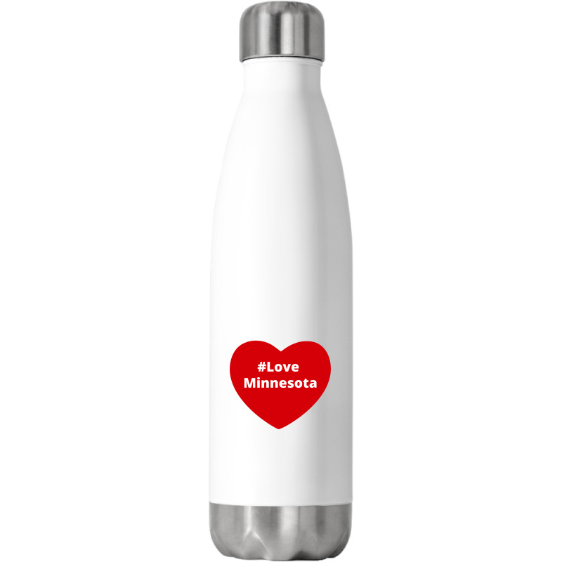 Love Minnesota, Hashtag Heart, Love Minnesota Stainless Steel Water Bottle | Artistshot