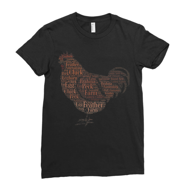 Word Cloud Original Art Rust Red Chicken T Shirt Ladies Fitted T-Shirt by cm-arts | Artistshot