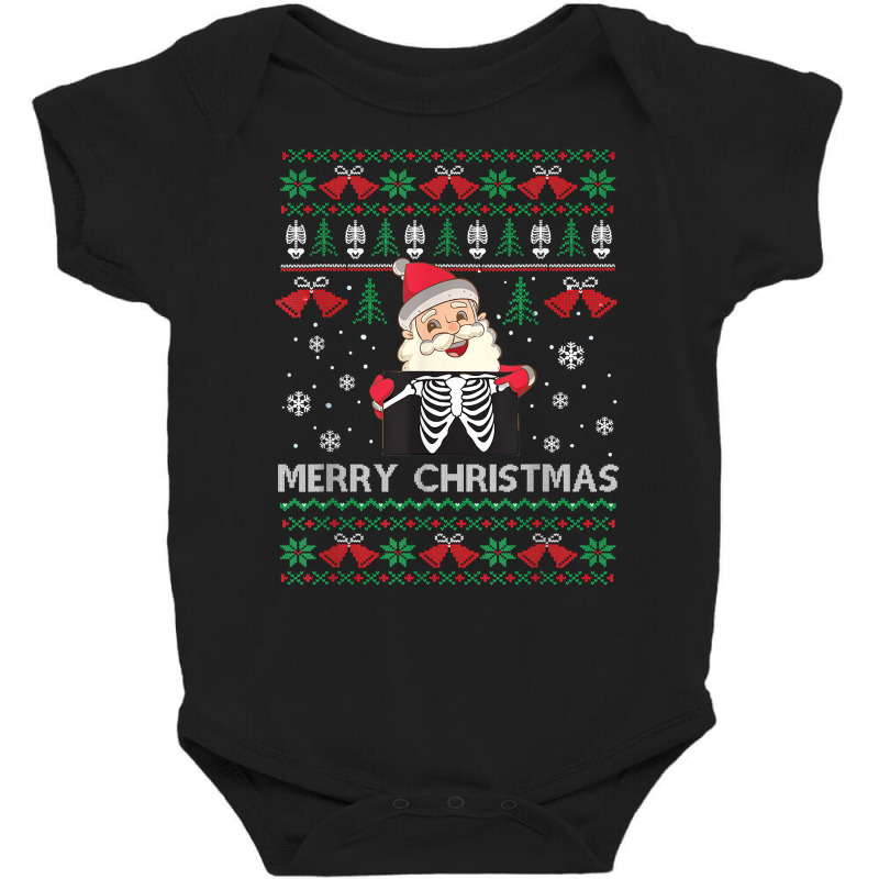 Santa Claus Skeleton Ugly Christmas Radiologist Pajamas Gift T Shirt Baby Bodysuit by cm-arts | Artistshot