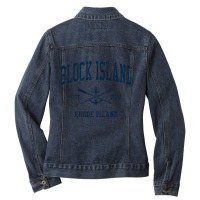 Block Island Ri Vintage Navy Crossed Oars & Boat Anchor Ladies Denim Jacket | Artistshot