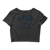 Block Island Ri Vintage Navy Crossed Oars & Boat Anchor Crop Top | Artistshot