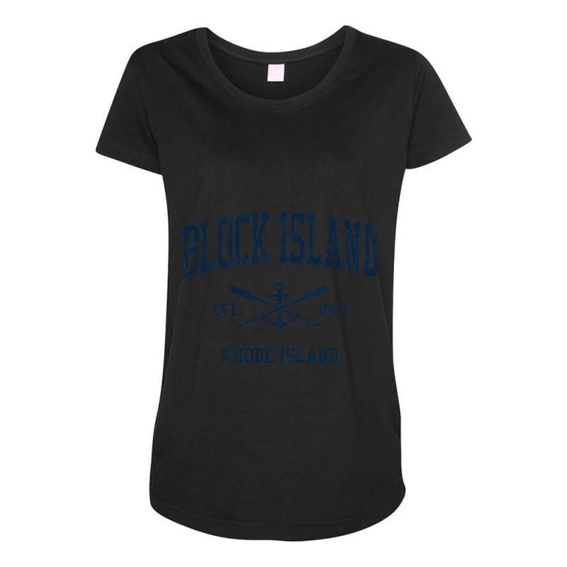 Block Island Ri Vintage Navy Crossed Oars & Boat Anchor Maternity Scoop Neck T-shirt by CUSER3772 | Artistshot