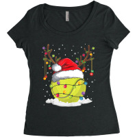 Christmas Tennis Reindeer Funny Santa Hat Xmas Kids Boy Gift Women's Triblend Scoop T-shirt | Artistshot