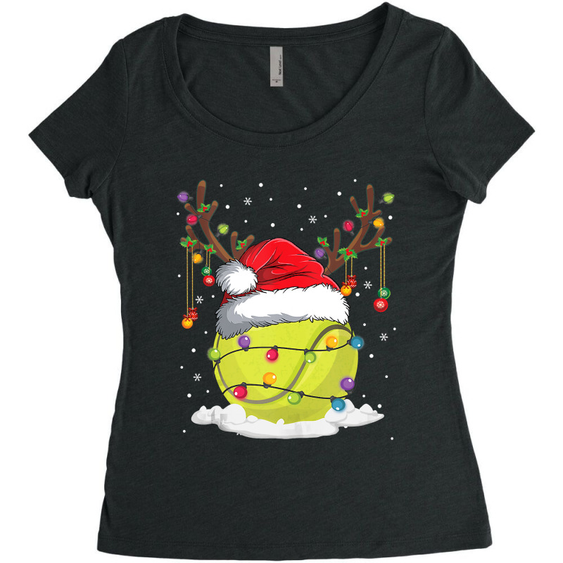 Christmas Tennis Reindeer Funny Santa Hat Xmas Kids Boy Gift Women's Triblend Scoop T-shirt by EricWade | Artistshot