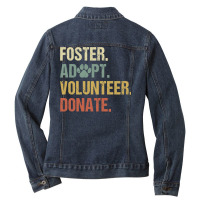 Vintage Foster Adopt Volunteer Donate Animals Rescue Shelter Long Slee Ladies Denim Jacket | Artistshot