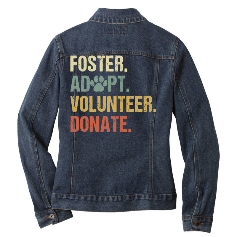 Vintage Foster Adopt Volunteer Donate Animals Rescue Shelter Long Slee Ladies Denim Jacket by cm-arts | Artistshot