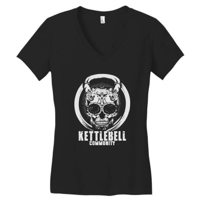 Kettlebell Women's V-neck T-shirt Designed By Idah