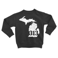 Detroit 313 Area Code Michigan Map State Pride Vintage T Shirt Toddler Sweatshirt | Artistshot