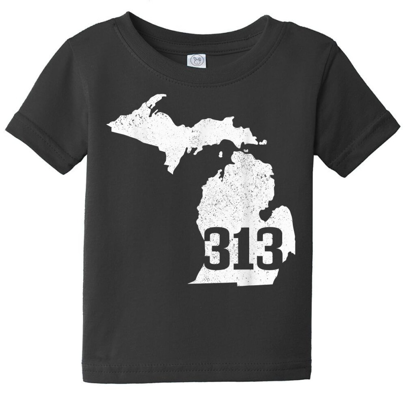 Detroit 313 Area Code Michigan Map State Pride Vintage T Shirt Baby Tee by cm-arts | Artistshot