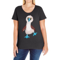 Dancing Booby Sea Bird Footed Blue Feet Drawing Long Sleeve T Shirt Ladies Curvy T-shirt | Artistshot