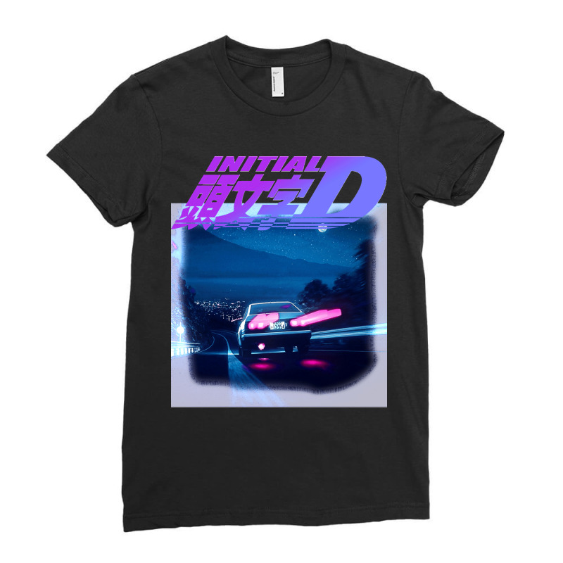 Initial D Neon Ae86 Classic Ladies Fitted T-Shirt by cm-arts | Artistshot