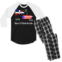 Half Puerto Rican Half Dominican Flag Map Combined Pr Rd T Shirt Men's 3/4 Sleeve Pajama Set | Artistshot