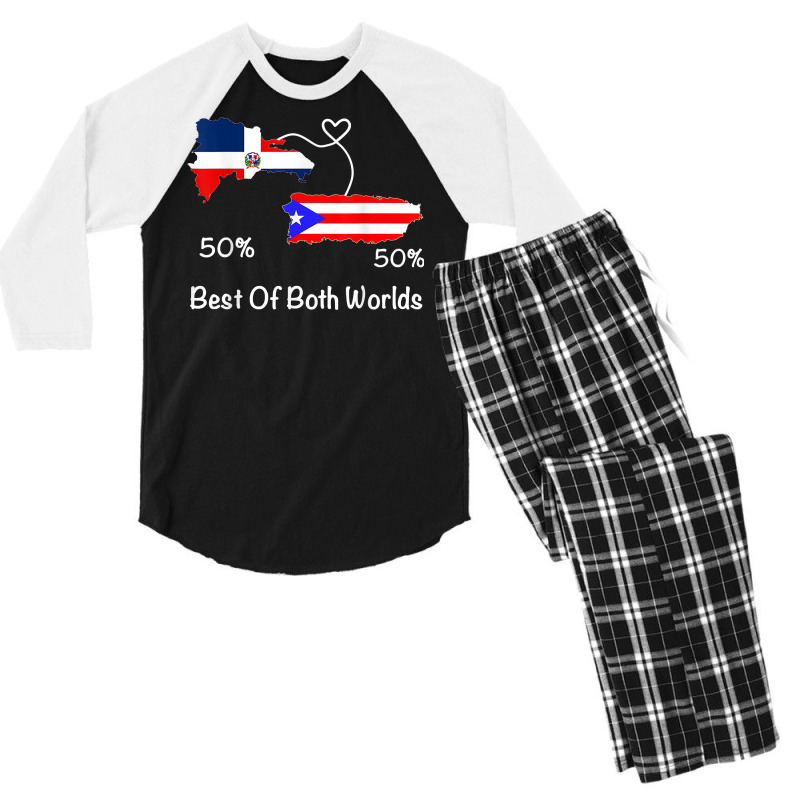 Half Puerto Rican Half Dominican Flag Map Combined Pr Rd T Shirt Men's 3/4 Sleeve Pajama Set by cm-arts | Artistshot