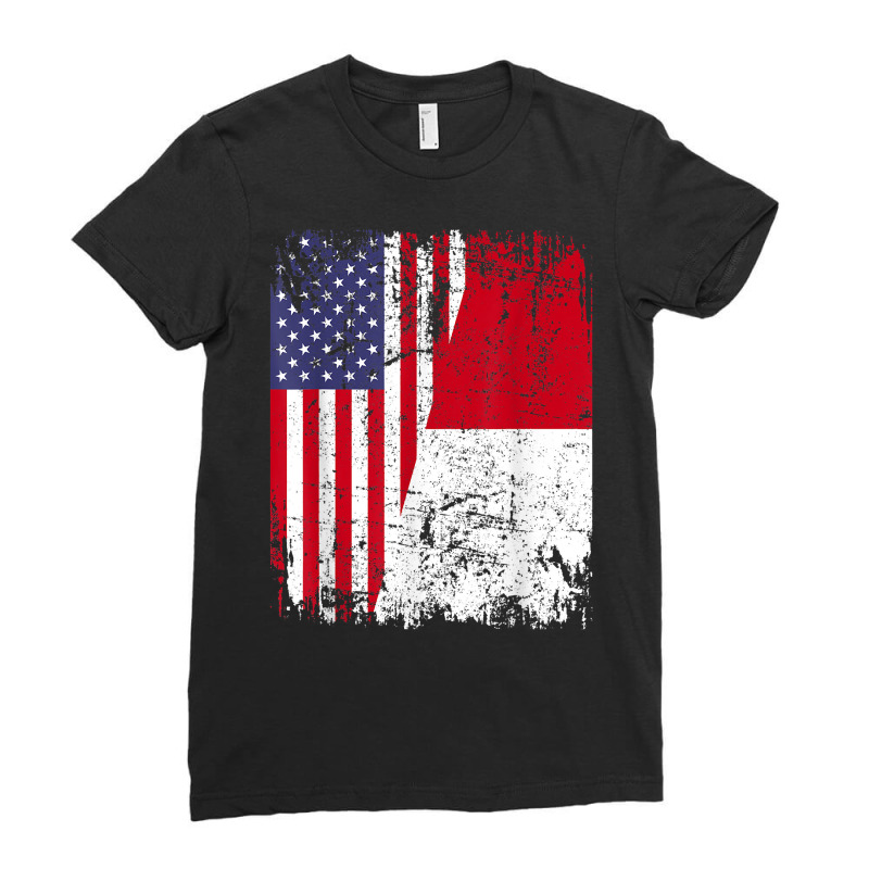 Indonesian Roots  Half American Flag  Usa Indonesia Flag T Shirt Ladies Fitted T-shirt | Artistshot