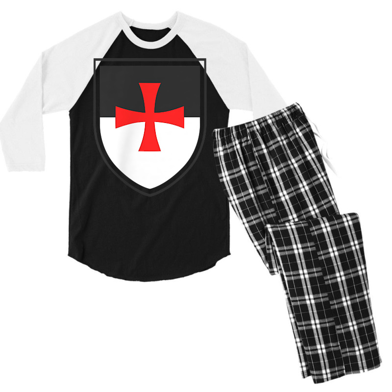 Knights Templar Shield Cross Crusades Side Print T Shirt Men's 3/4 Sleeve Pajama Set | Artistshot