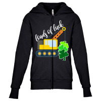 Kids Boys Saint Patricks Day Truck Gift Loads Of Luck Shamrock Youth Zipper Hoodie | Artistshot