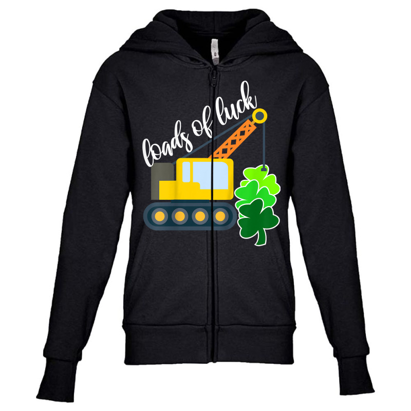 Kids Boys Saint Patricks Day Truck Gift Loads Of Luck Shamrock Youth Zipper Hoodie by Tisha Brown | Artistshot