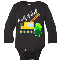 Kids Boys Saint Patricks Day Truck Gift Loads Of Luck Shamrock Long Sleeve Baby Bodysuit | Artistshot