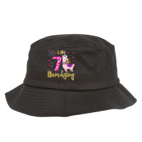 Kids I M 7 Years Old And Llamazing Funny 7th Birthday Sloth Llama Bucket Hat | Artistshot