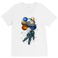 Astronaut Space Balloons Moon Mars Planets  Astronaut V-neck Tee | Artistshot