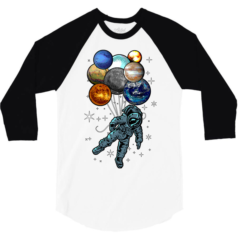 Astronaut Space Balloons Moon Mars Planets  Astronaut 3/4 Sleeve Shirt by AuturoMedero90 | Artistshot