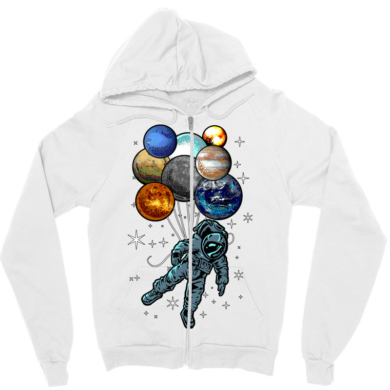 Astronaut Space Balloons Moon Mars Planets  Astronaut Zipper Hoodie by AuturoMedero90 | Artistshot