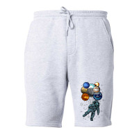 Astronaut Space Balloons Moon Mars Planets  Astronaut Fleece Short | Artistshot