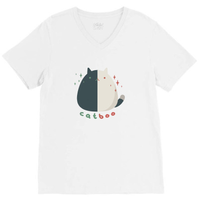 Cat Boo V-neck Tee Designed By Han