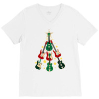 Cool Guitar Christmas Tree Guitar Lovers Christmas Tree V-neck Tee | Artistshot