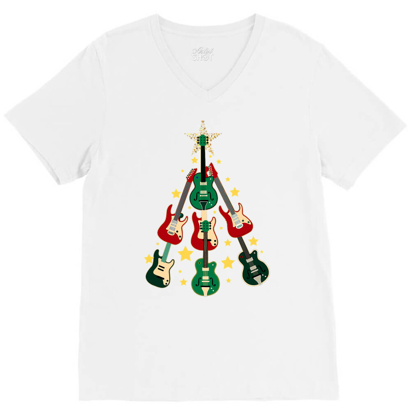 Cool Guitar Christmas Tree Guitar Lovers Christmas Tree V-neck Tee | Artistshot