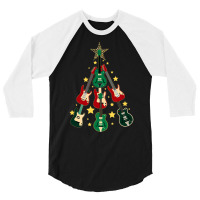 Cool Guitar Christmas Tree Guitar Lovers Christmas Tree 3/4 Sleeve Shirt | Artistshot