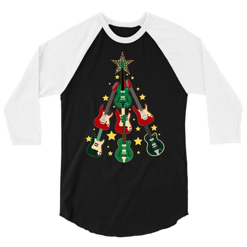 Cool Guitar Christmas Tree Guitar Lovers Christmas Tree 3/4 Sleeve Shirt | Artistshot