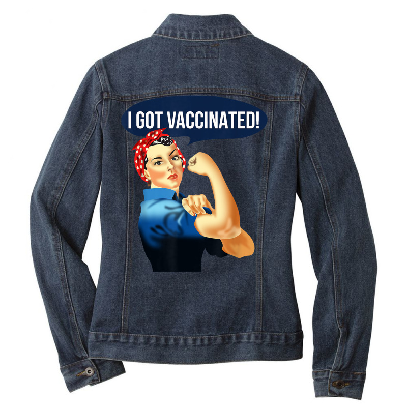 Pro Vaccine Vaccinated Rosie The Riveter Vaccinator T Shirt Ladies Denim Jacket by homyfelaego | Artistshot