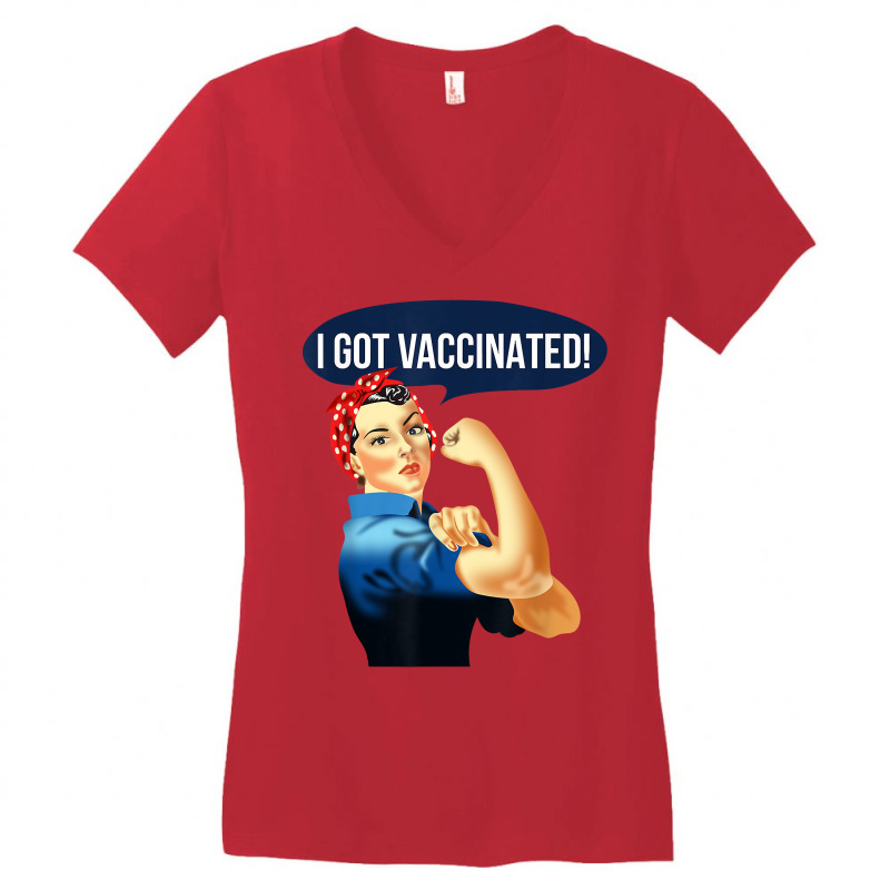 Pro Vaccine Vaccinated Rosie The Riveter Vaccinator T Shirt Women's V-Neck T-Shirt by homyfelaego | Artistshot