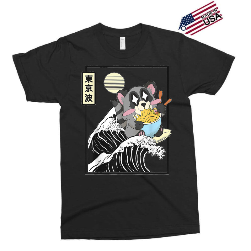 Raccoon Eating Ramen Japanese Waves Anime Minimal Kawaii Exclusive T-shirt by AnaMercedesContreras | Artistshot